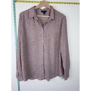 New Look Mauve Polka Dot Button Down Blouse Size 12
